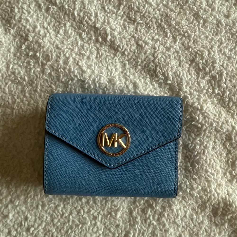 Michael Kors Teal Wallet with Gold Logo